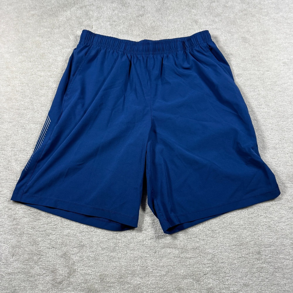 Berkley Jensen Athletic Shorts Mens M Blue Activewear Reflective Graphic Pockets